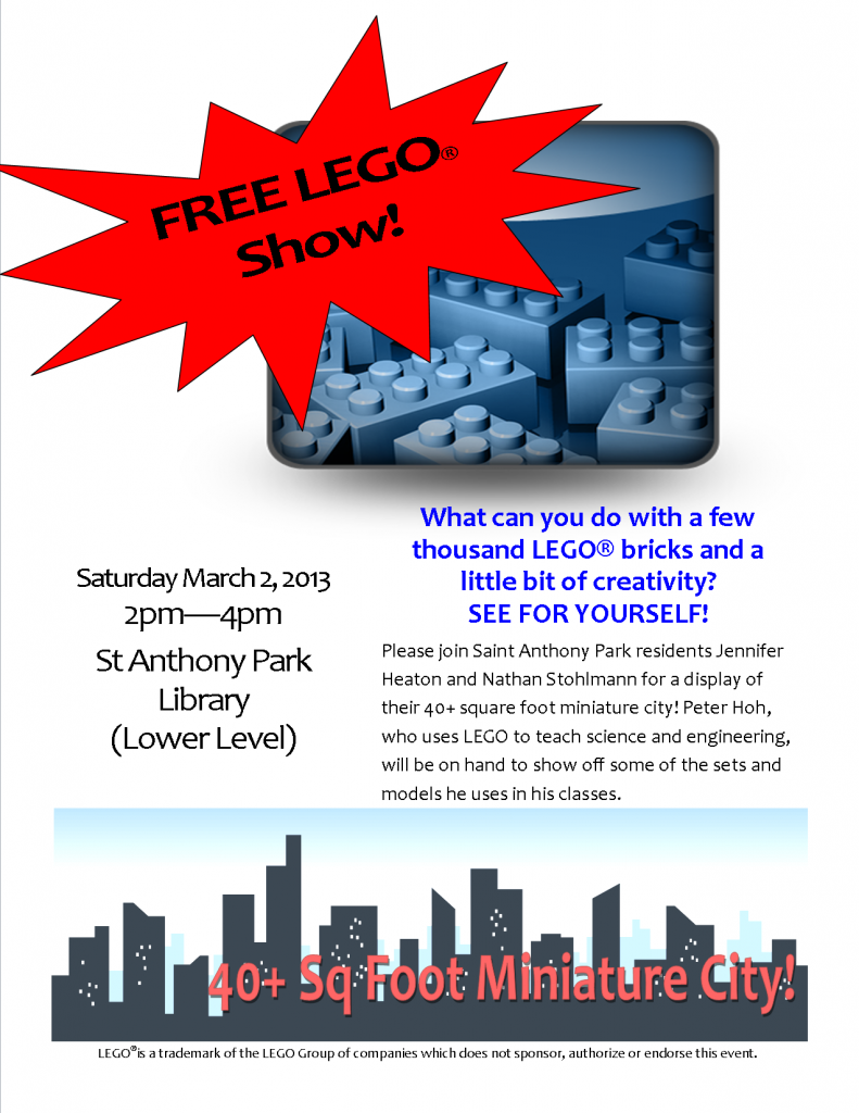 LEGO Show March 2, 2013 at St Anthony Park Library
